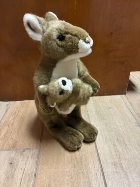 Plush Brown Kangaroo with Joey - Soft Kids Stuffed Animal